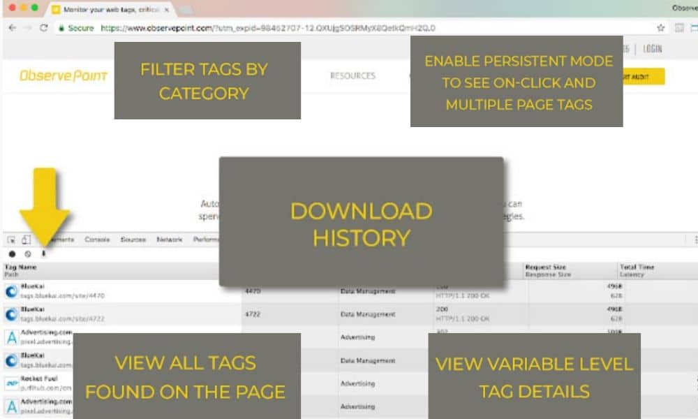 Things can be done with ObservePoint Tag Debugger