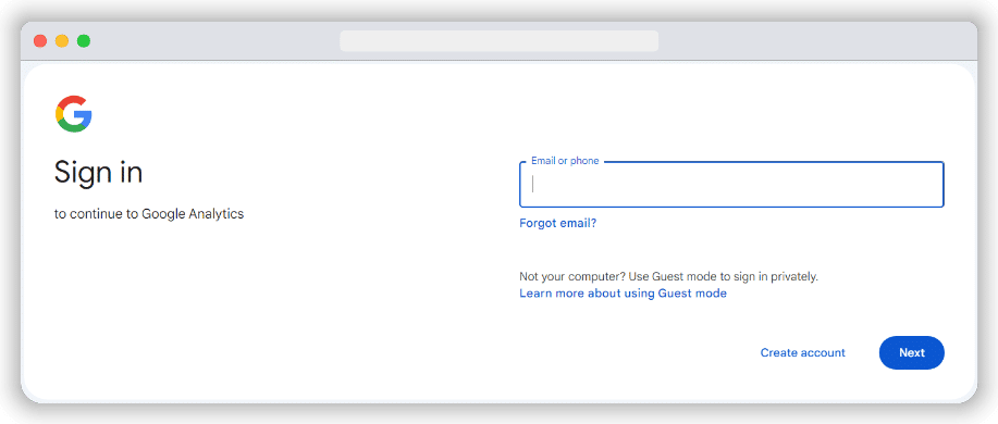 Google account log-in page