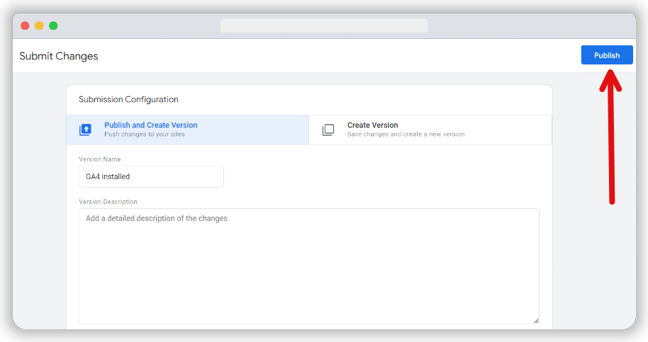 Publish button in “Submit Changes” window to make the tag changes live