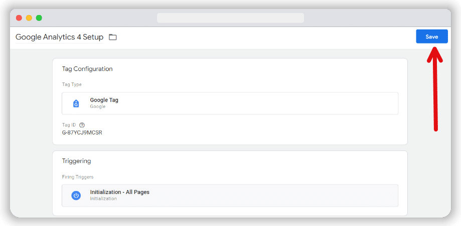 button to save the new tag