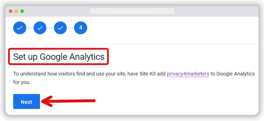 setting up google analytics using site kit