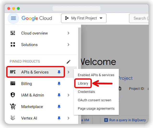 Dashboard of BigQuery APIs & Services library