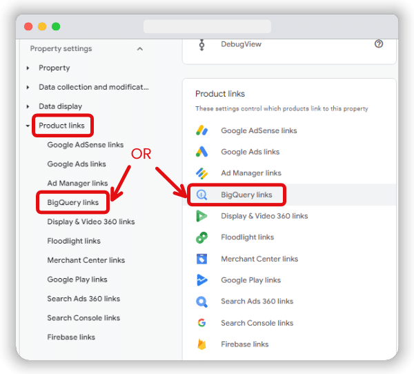 Select BigQuery linking