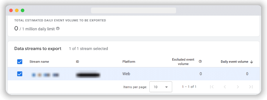 data streams to export