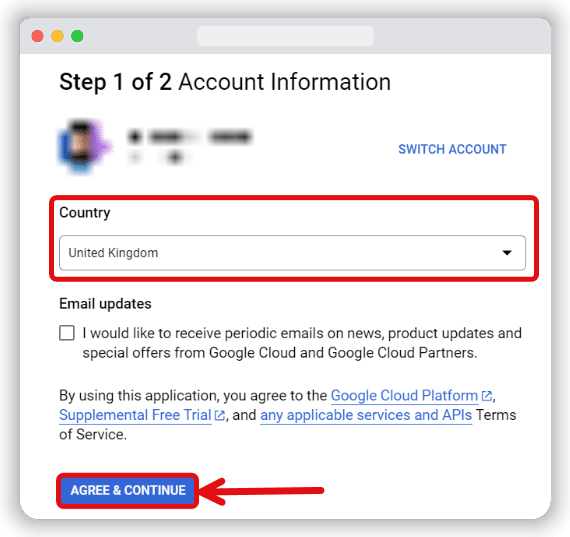 bigquery account creation step