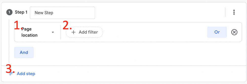 Adding steps for creating a funnel exploration