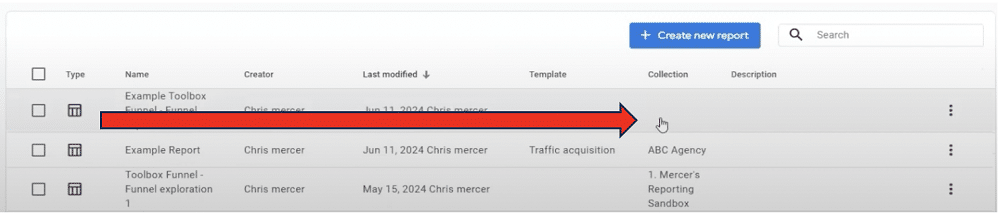 Exploration report in the collection of reports