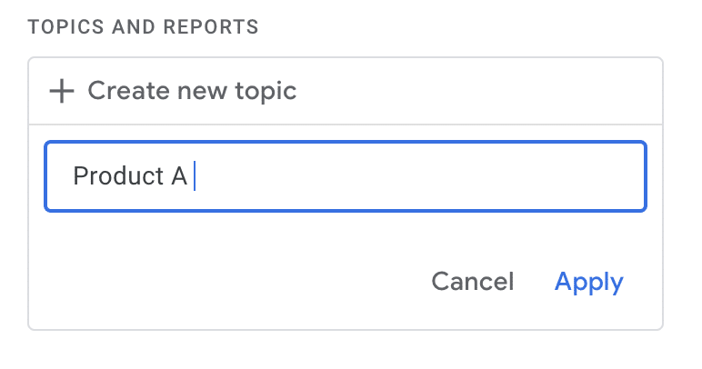 Input field to create a new topic