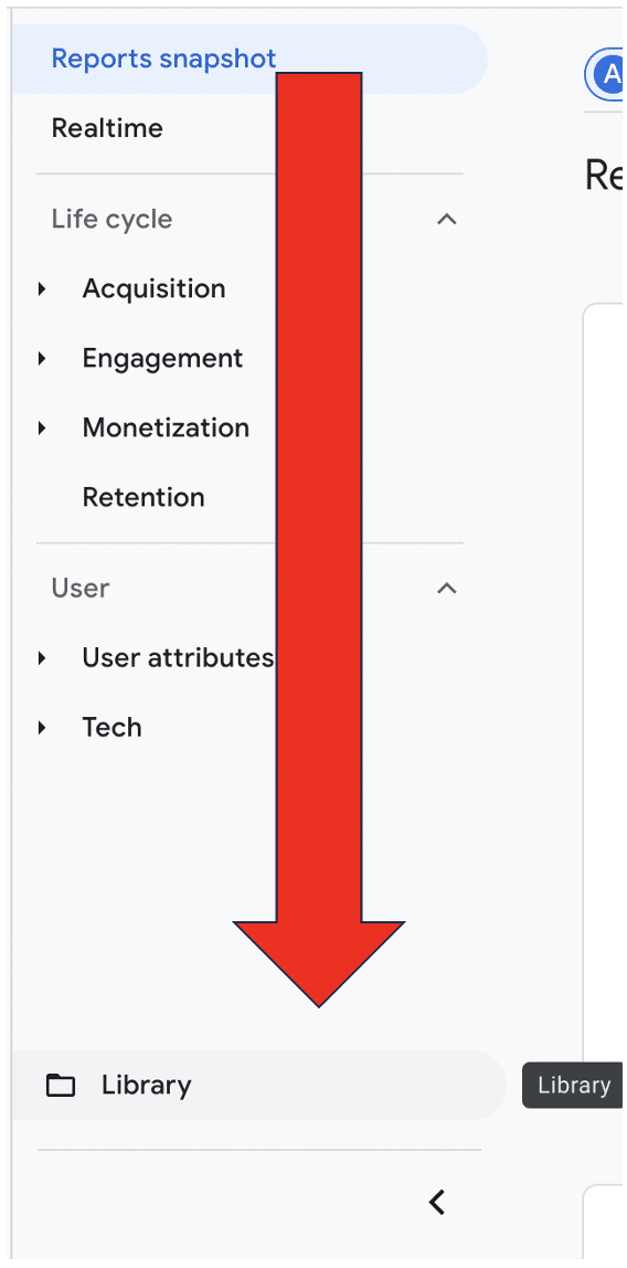 Library option indicated in a ga4 account