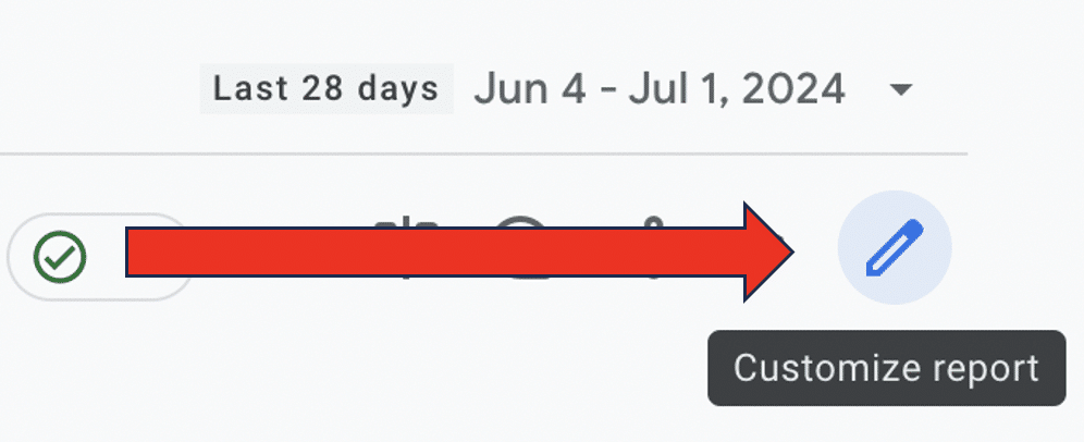 Pencli icon that indicate cutomise report option in ga4 reports