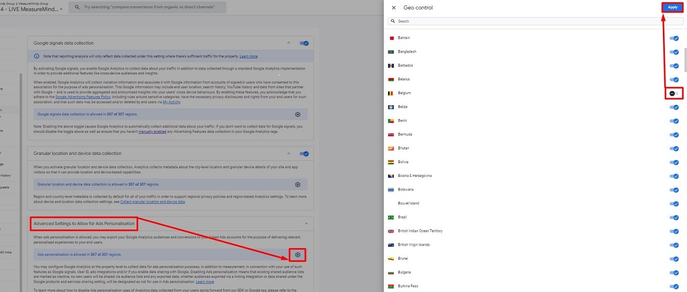 Setting to switch off Ads Personalisation for EU countries only
