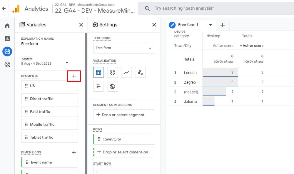 add new segment in ga4