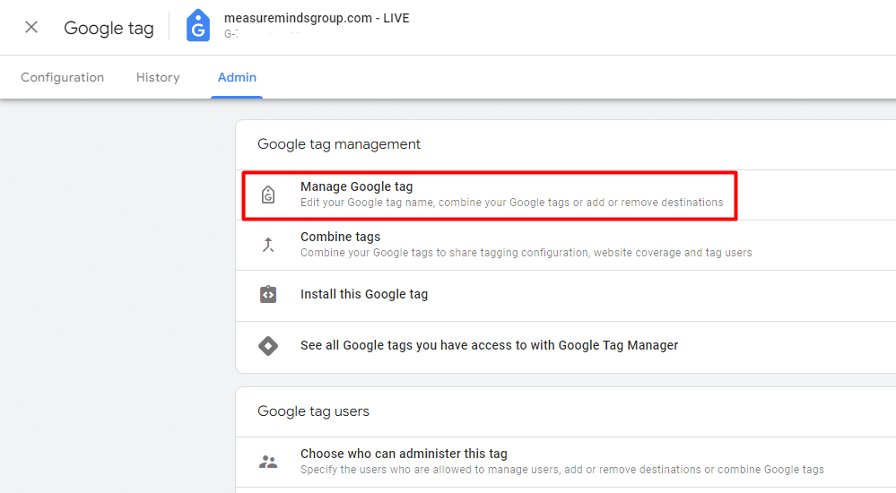 Manage Google Tag