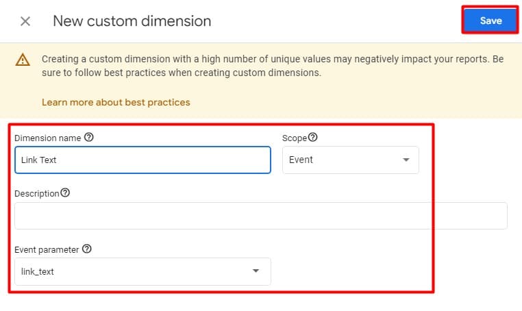 Choosing the event parameter
