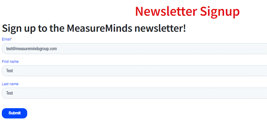 Newsletter signup form