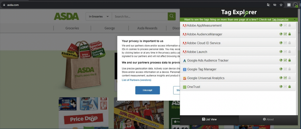 An example of data being sent out before user giving consent