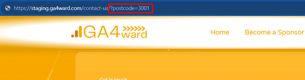 URL changes after form fill-up