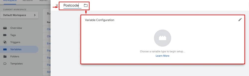 window for Variable Configuration 