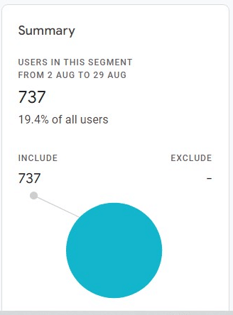 Summary of the users in a segment of GA4