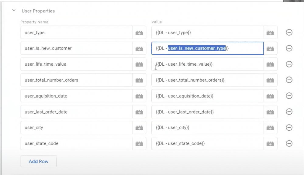 Screenshot of a purchase event