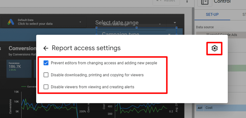 report access settings of Looker studio