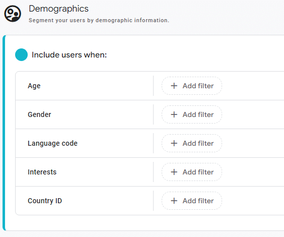 Demographics audience template