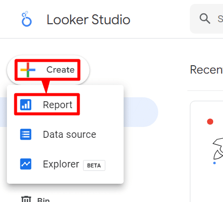 Creating a new report in looker studio