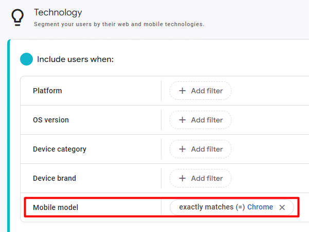 Targeting users who are predominantly using Chrome browser using technology audience template