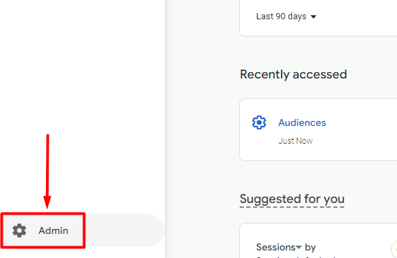 Admin section of a GA4 account