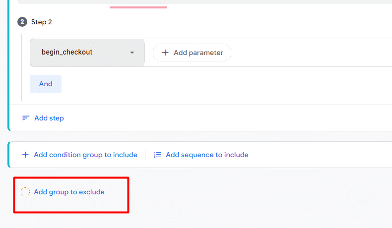 "Add group to exclude" option in audience condition