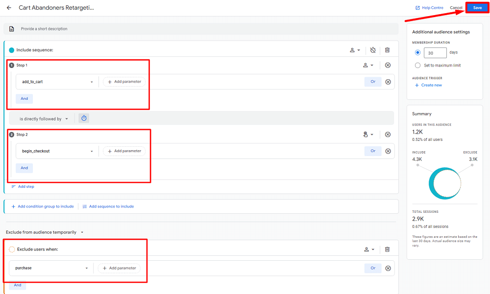 Checking & Saving the audience