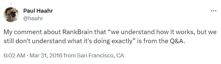 Google RankBrain Quote