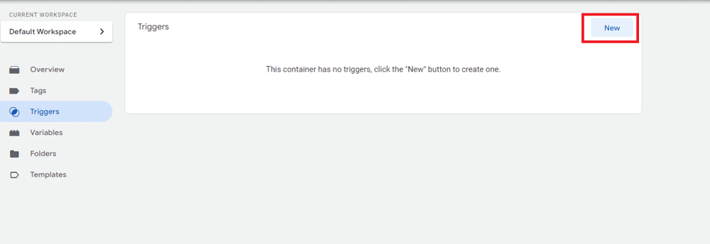 Button for creating a new tag in GTM