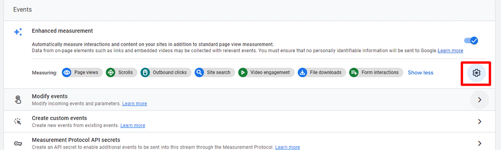 cog icon of enhances measuremints
