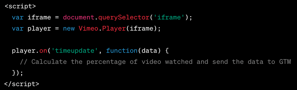 JavaScript code to capture time update events