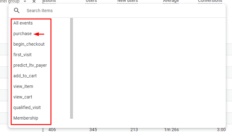 purchase conversion in google analytics
