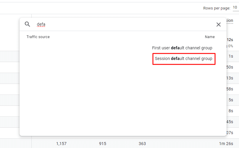 session default channel group