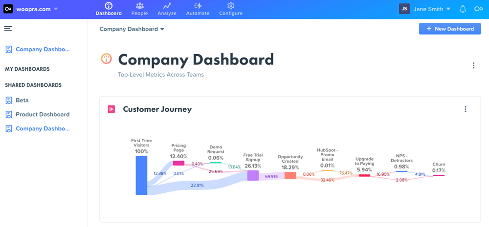woopra dashboard