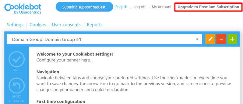 cookiebot premium subscription