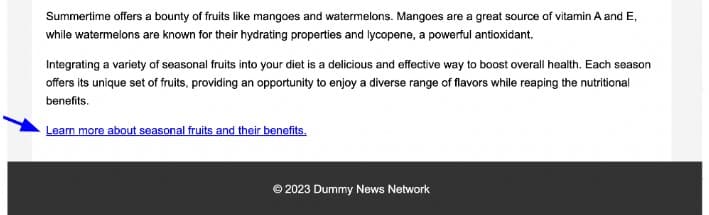 learn more link in the dummy news website