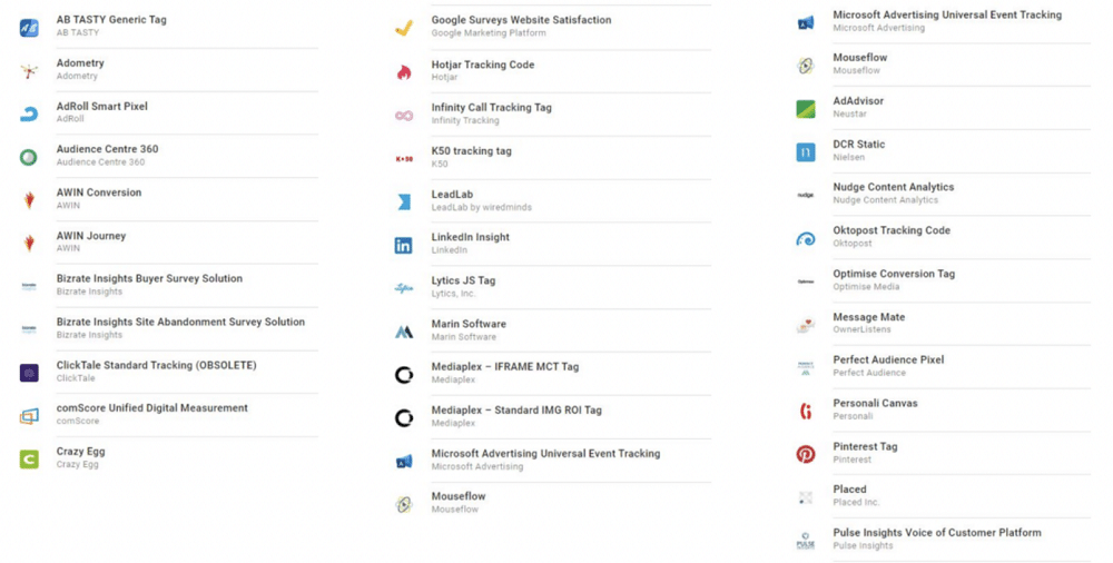 non-Google tags supported by google tag manager