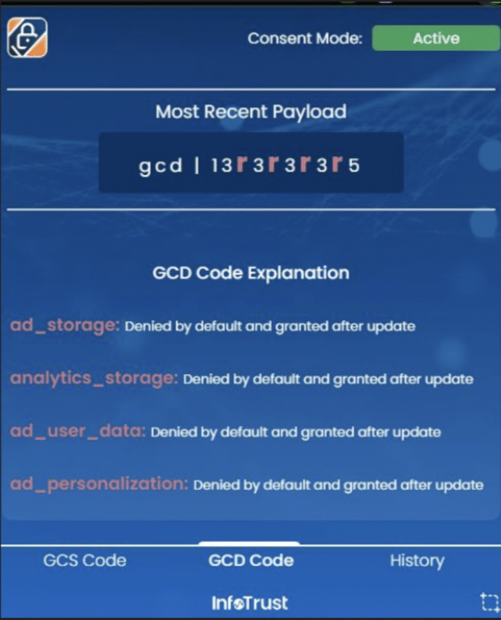 Interface of InfoTrust Inspector extension
