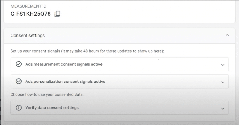 Checking data stream settings of Google Analytics 4
