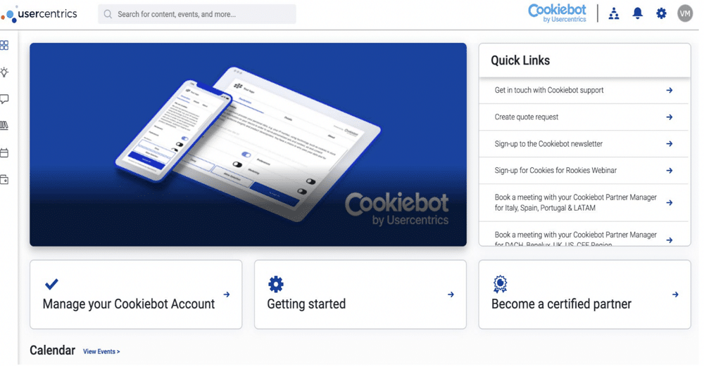 partner portal of cookiebot cmp