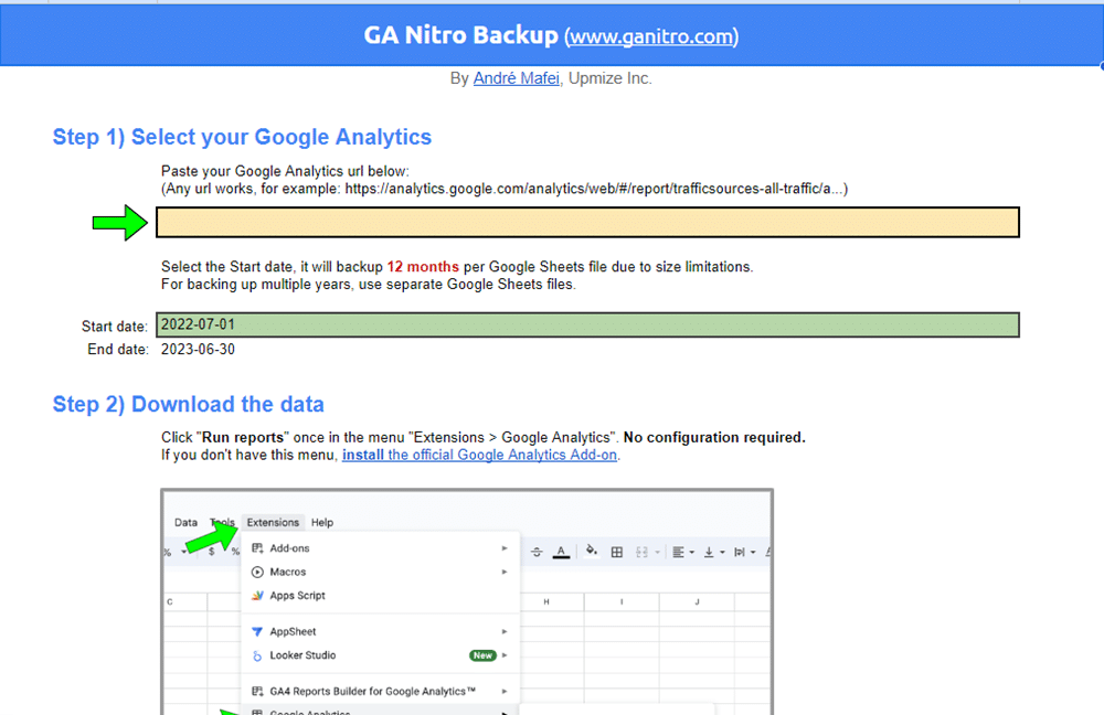 First 2 steps in GA Nitro backup