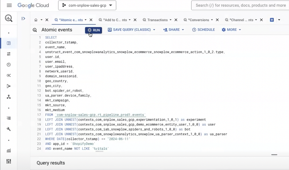 ‘Atomic events’ table in bigquery