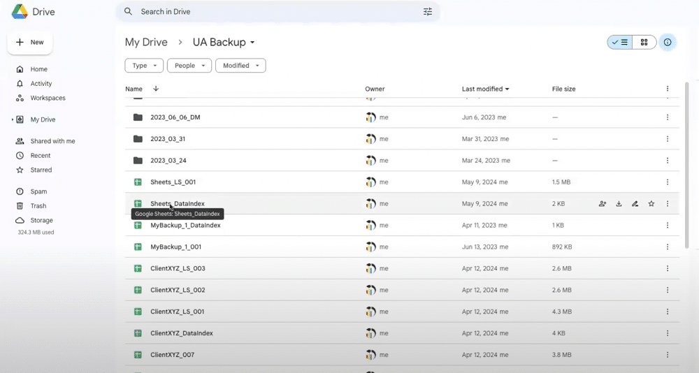 Reviewing backed up data