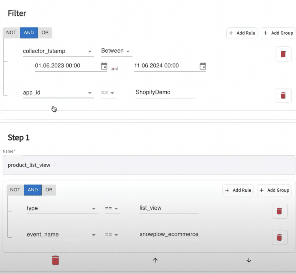 Funnel builder app of snowplow