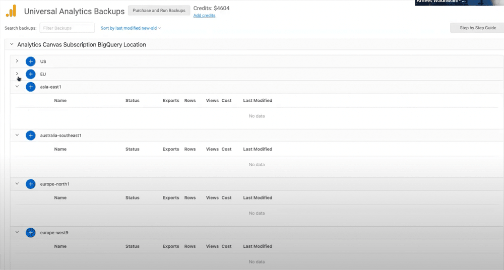 Choosing a location for ua data backup
