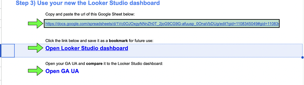 Step 3 of the backing up ga3 data with sheet